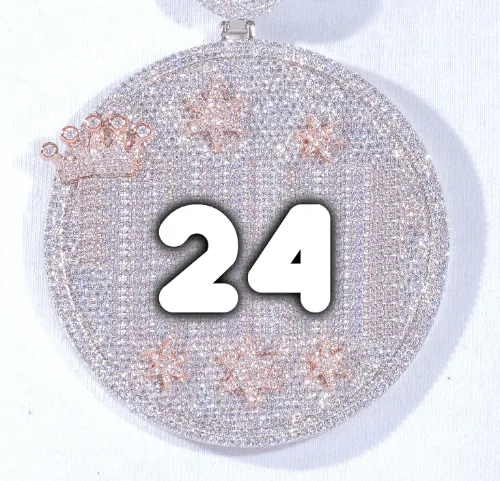 CUSTOM LETTER NECKLACE 3D BIG CROWN DISC sold by The GUU Shop