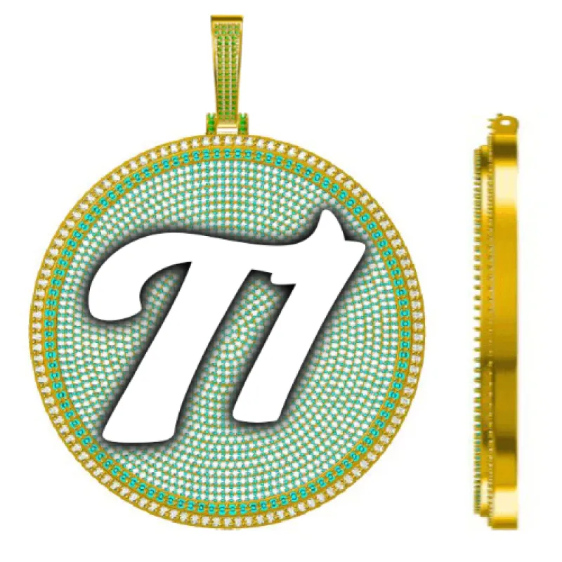 CUSTOM LETTER NECKLACE 3D BIG DISC sold by The GUU Shop