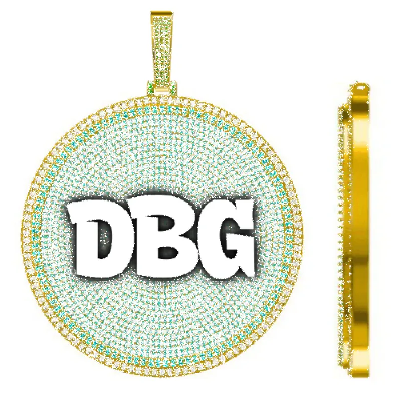 CUSTOM LETTER NECKLACE 3D BIG DISC sold by The GUU Shop