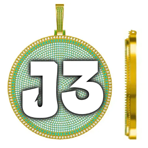 CUSTOM LETTER NECKLACE 3D BIG DISC sold by The GUU Shop