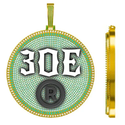 CUSTOM LETTER NECKLACE 3D BIG DISC sold by The GUU Shop