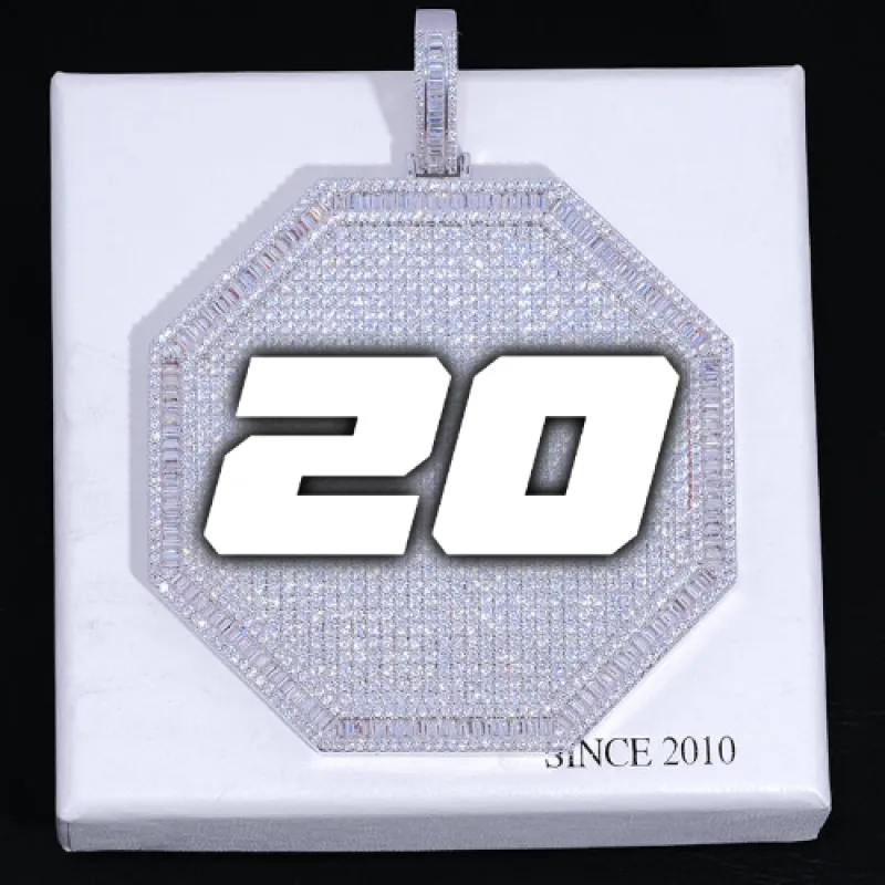 CUSTOM LETTER NECKLACE 3D BIG OCTAGON sold by The GUU Shop