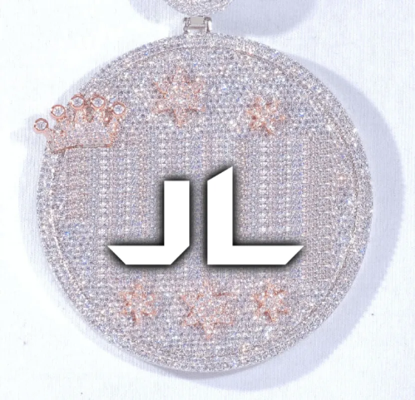 CUSTOM LETTER NECKLACE 3D BIG CROWN DISC sold by The GUU Shop