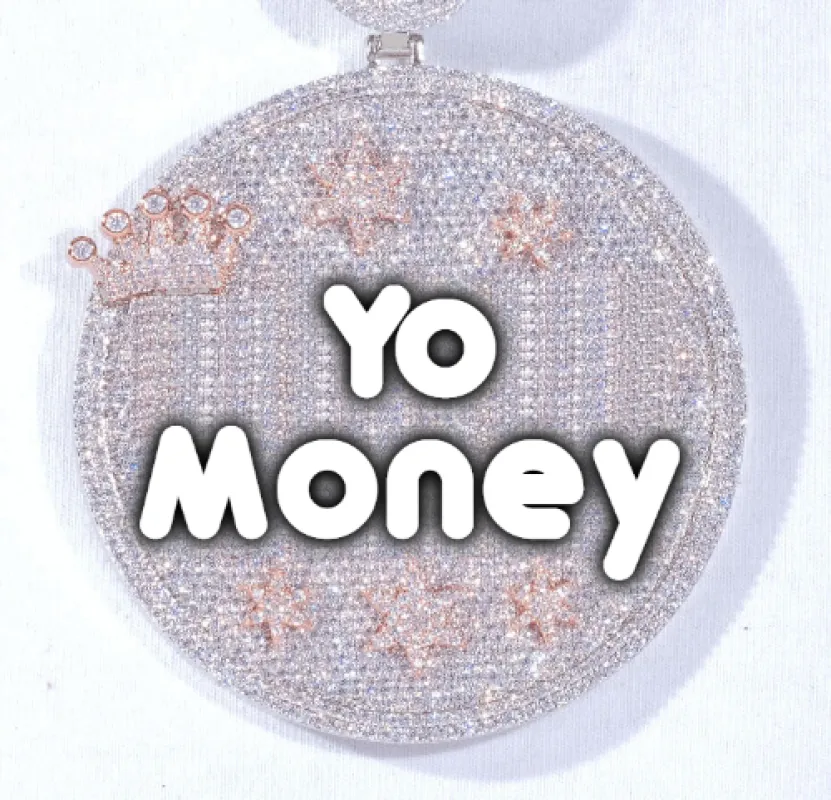 CUSTOM LETTER NECKLACE 3D BIG CROWN DISC sold by The GUU Shop