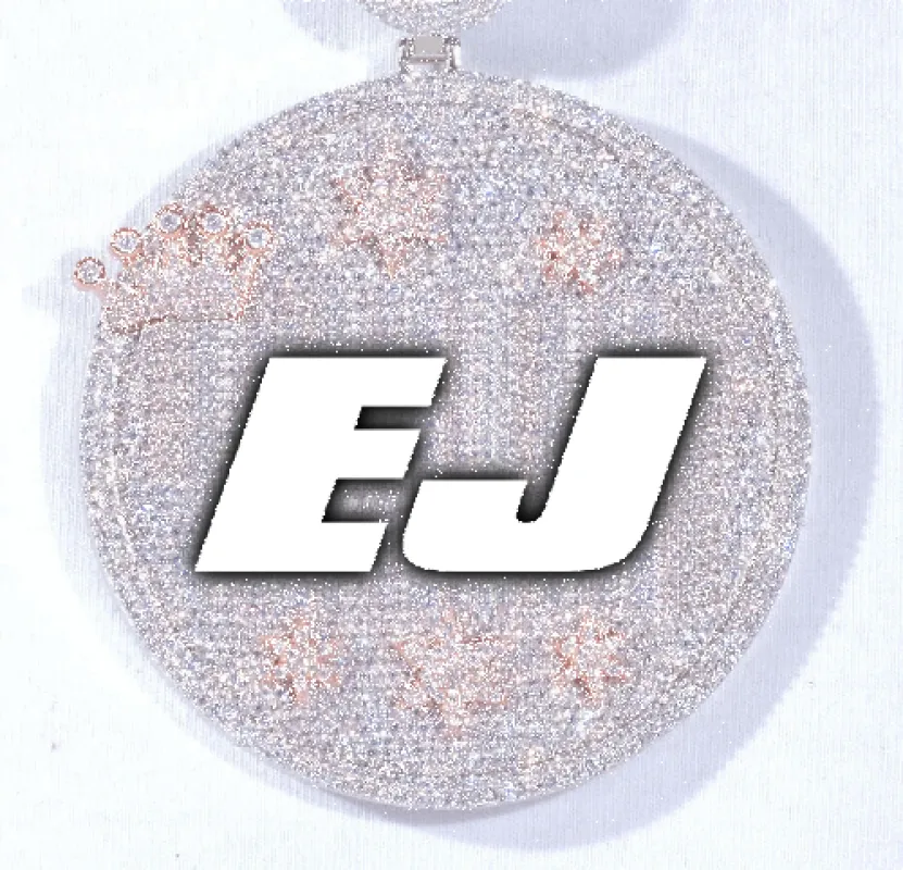 CUSTOM LETTER NECKLACE 3D BIG CROWN DISC sold by The GUU Shop