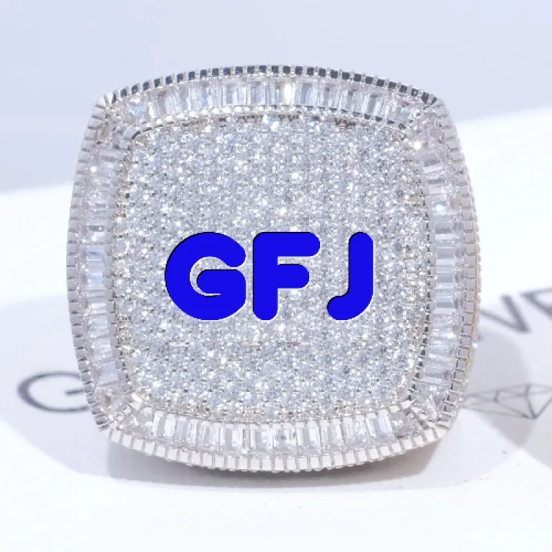 CUSTOM LETTER 3D ICED RING sold by The GUU Shop