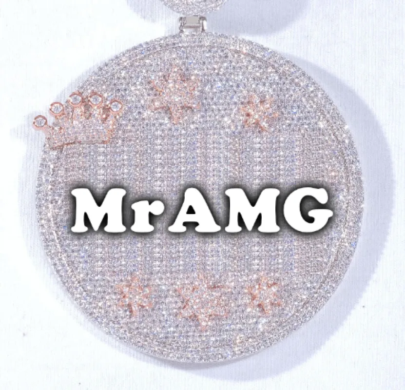 CUSTOM LETTER NECKLACE 3D BIG CROWN DISC sold by The GUU Shop