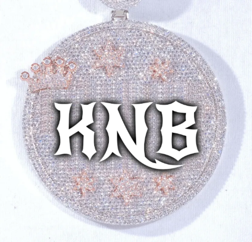 CUSTOM LETTER NECKLACE 3D BIG CROWN DISC sold by The GUU Shop