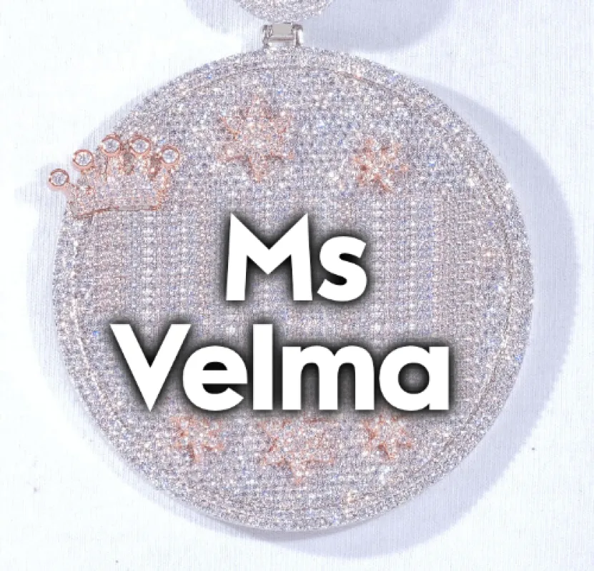 CUSTOM LETTER NECKLACE 3D BIG CROWN DISC sold by The GUU Shop