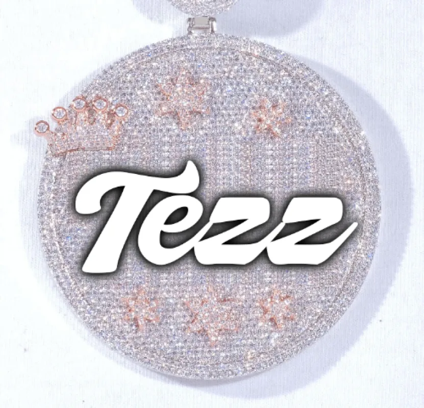 CUSTOM LETTER NECKLACE 3D BIG CROWN DISC sold by The GUU Shop