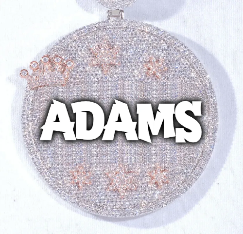 CUSTOM LETTER NECKLACE 3D BIG CROWN DISC sold by The GUU Shop