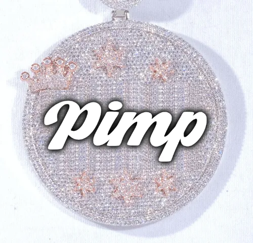 CUSTOM LETTER NECKLACE 3D BIG CROWN DISC sold by The GUU Shop