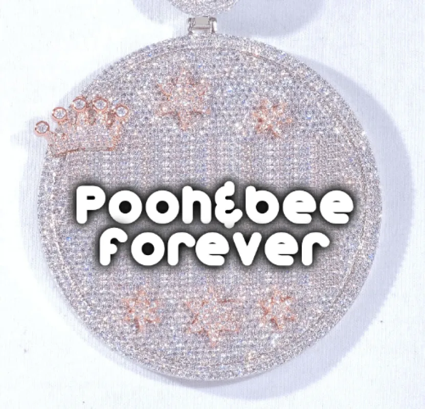 CUSTOM LETTER NECKLACE 3D BIG CROWN DISC sold by The GUU Shop