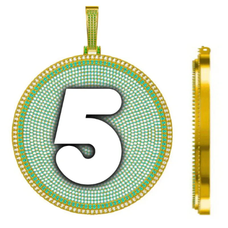 CUSTOM LETTER NECKLACE 3D BIG DISC sold by The GUU Shop