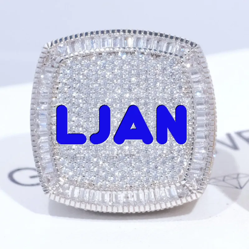 CUSTOM LETTER 3D ICED RING sold by The GUU Shop