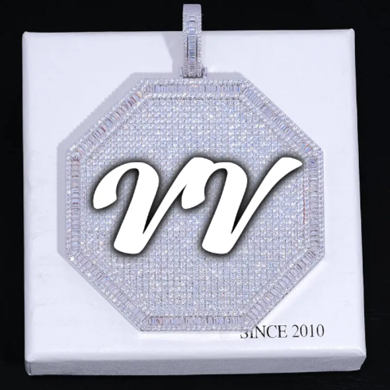 CUSTOM LETTER NECKLACE 3D BIG OCTAGON sold by The GUU Shop