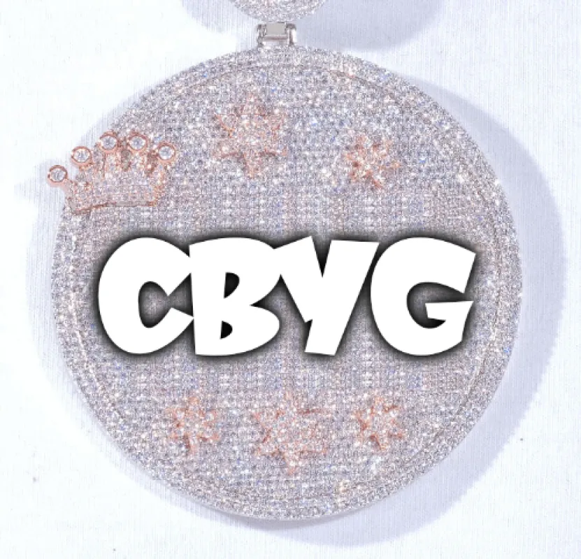 CUSTOM LETTER NECKLACE 3D BIG CROWN DISC sold by The GUU Shop