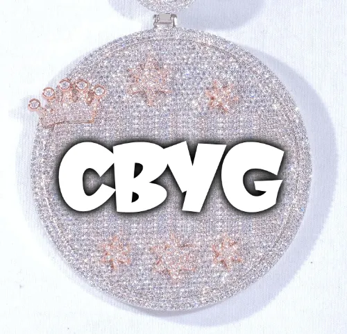 CUSTOM LETTER NECKLACE 3D BIG CROWN DISC sold by The GUU Shop