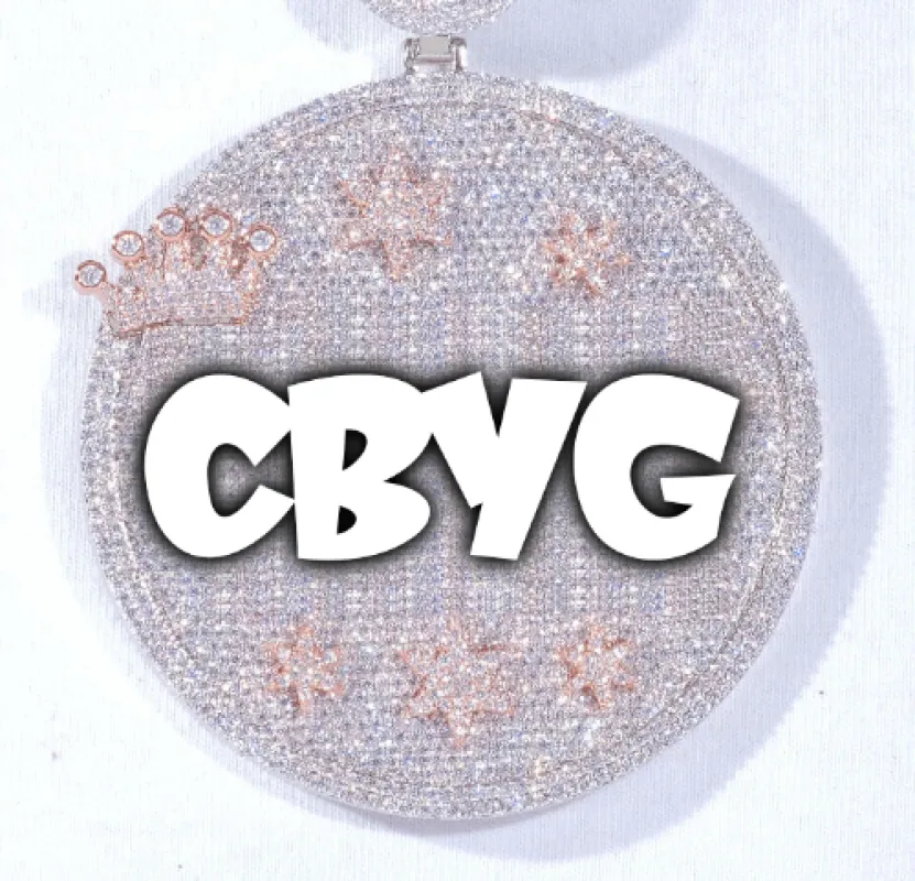 CUSTOM LETTER NECKLACE 3D BIG CROWN DISC sold by The GUU Shop