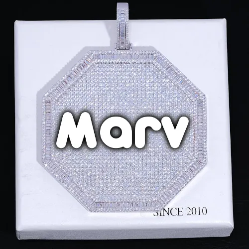 CUSTOM LETTER NECKLACE 3D BIG OCTAGON sold by The GUU Shop