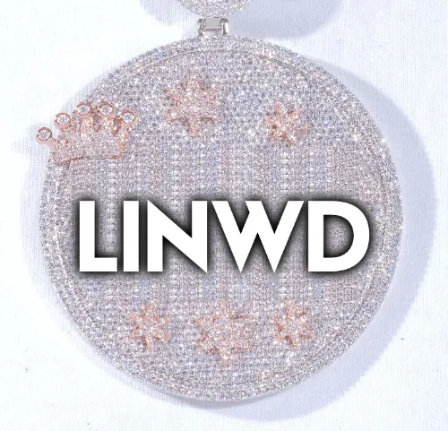 CUSTOM LETTER NECKLACE 3D BIG CROWN DISC sold by The GUU Shop