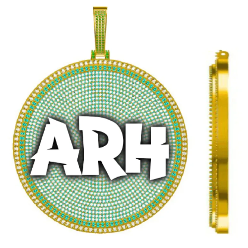 CUSTOM LETTER NECKLACE 3D BIG DISC sold by The GUU Shop