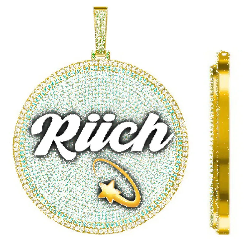 CUSTOM LETTER NECKLACE 3D BIG DISC sold by The GUU Shop