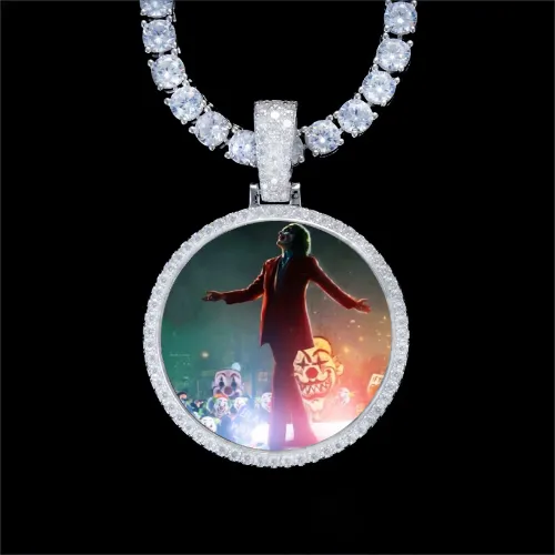 925S & VVS Moissanite 3D Circle Custom Picture Pendant sold by The GUU Shop
