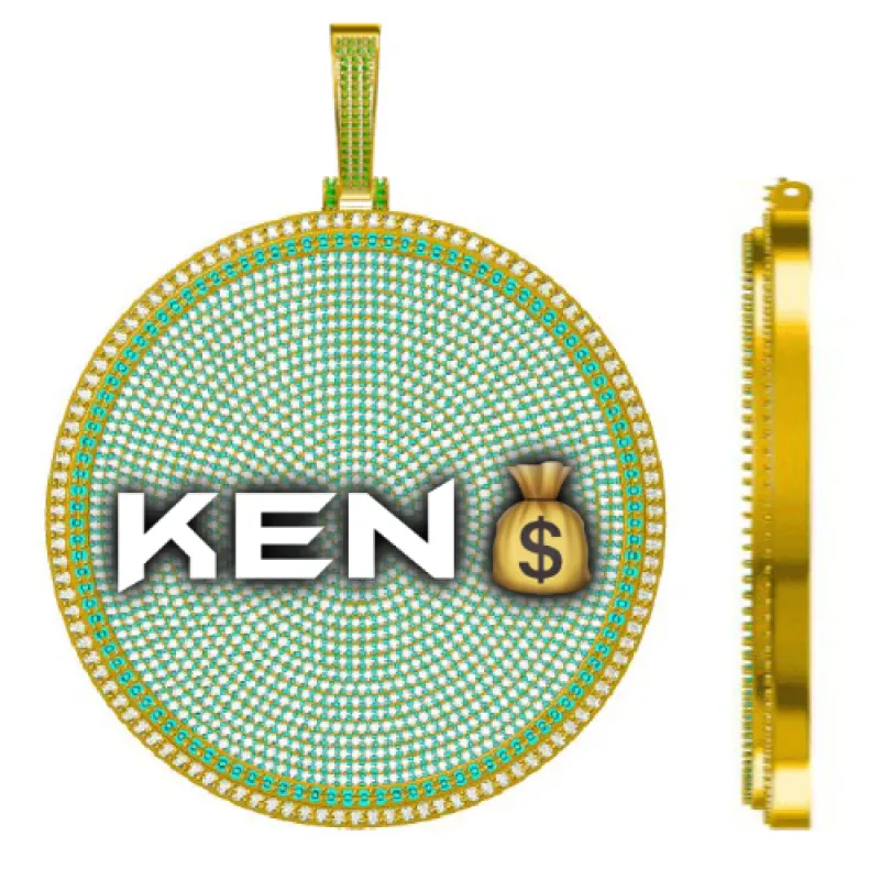 CUSTOM LETTER NECKLACE 3D BIG DISC sold by The GUU Shop