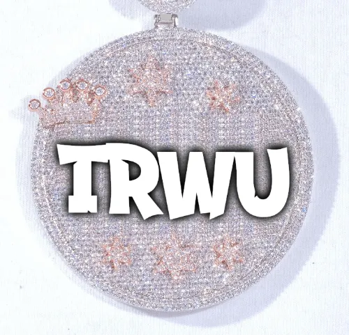 CUSTOM LETTER NECKLACE 3D BIG CROWN DISC sold by The GUU Shop