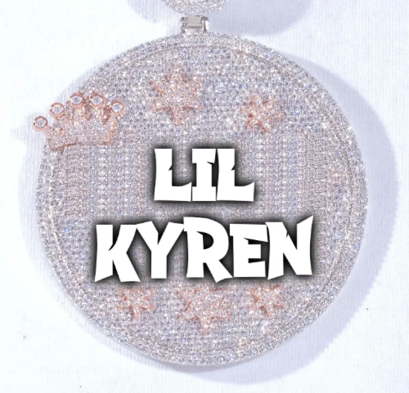 CUSTOM LETTER NECKLACE 3D BIG CROWN DISC sold by The GUU Shop