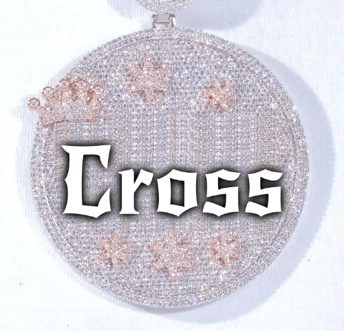 CUSTOM LETTER NECKLACE 3D BIG CROWN DISC sold by The GUU Shop