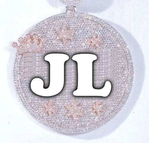 CUSTOM LETTER NECKLACE 3D BIG CROWN DISC sold by The GUU Shop