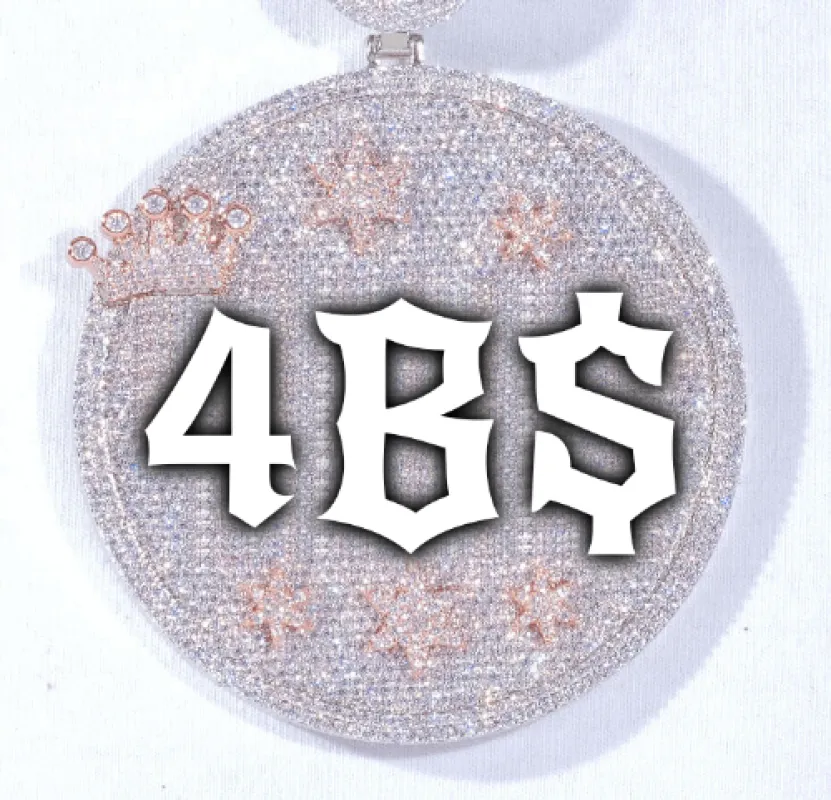 CUSTOM LETTER NECKLACE 3D BIG CROWN DISC sold by The GUU Shop