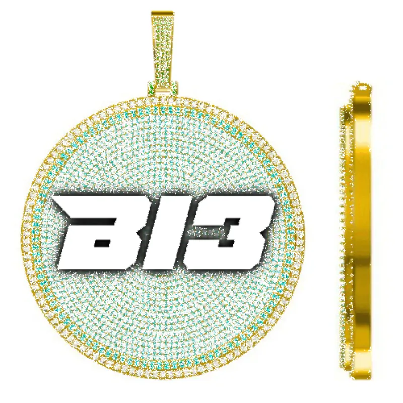 CUSTOM LETTER NECKLACE 3D BIG DISC sold by The GUU Shop