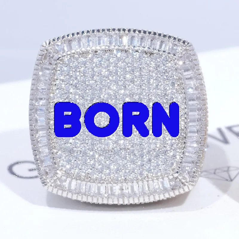 CUSTOM LETTER 3D ICED RING sold by The GUU Shop