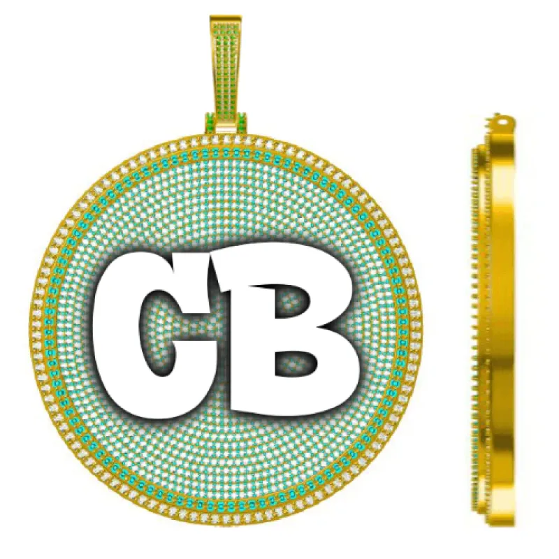 CUSTOM LETTER NECKLACE 3D BIG DISC sold by The GUU Shop