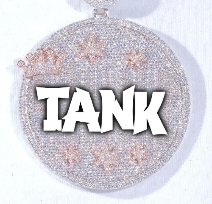 CUSTOM LETTER NECKLACE 3D BIG CROWN DISC sold by The GUU Shop