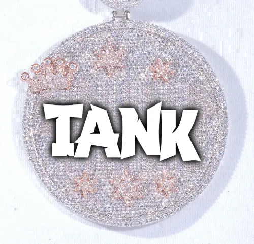 CUSTOM LETTER NECKLACE 3D BIG CROWN DISC sold by The GUU Shop