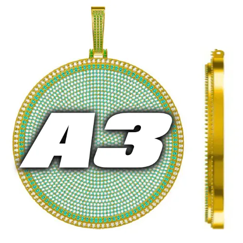 CUSTOM LETTER NECKLACE 3D BIG DISC sold by The GUU Shop