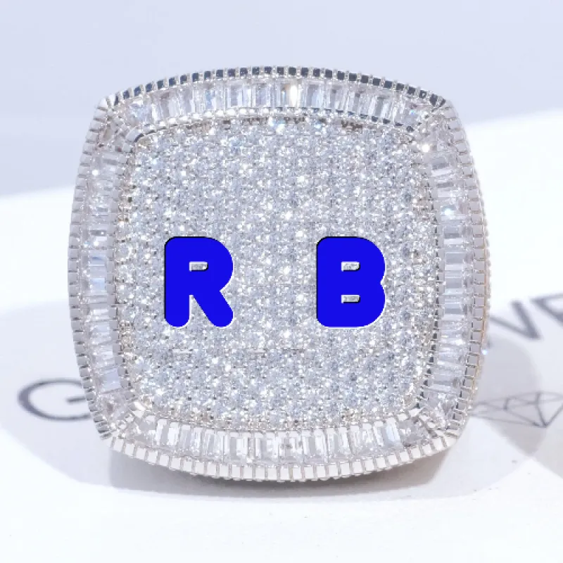 CUSTOM LETTER 3D ICED RING made by The GUU Shop