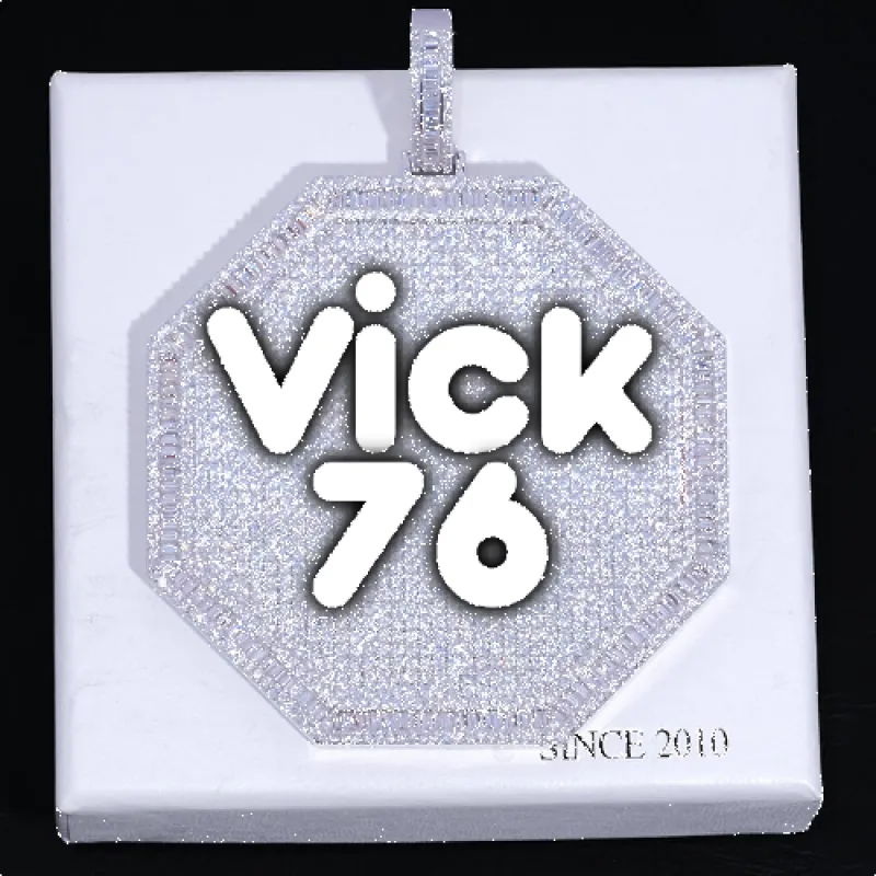 CUSTOM LETTER NECKLACE 3D BIG OCTAGON sold by The GUU Shop