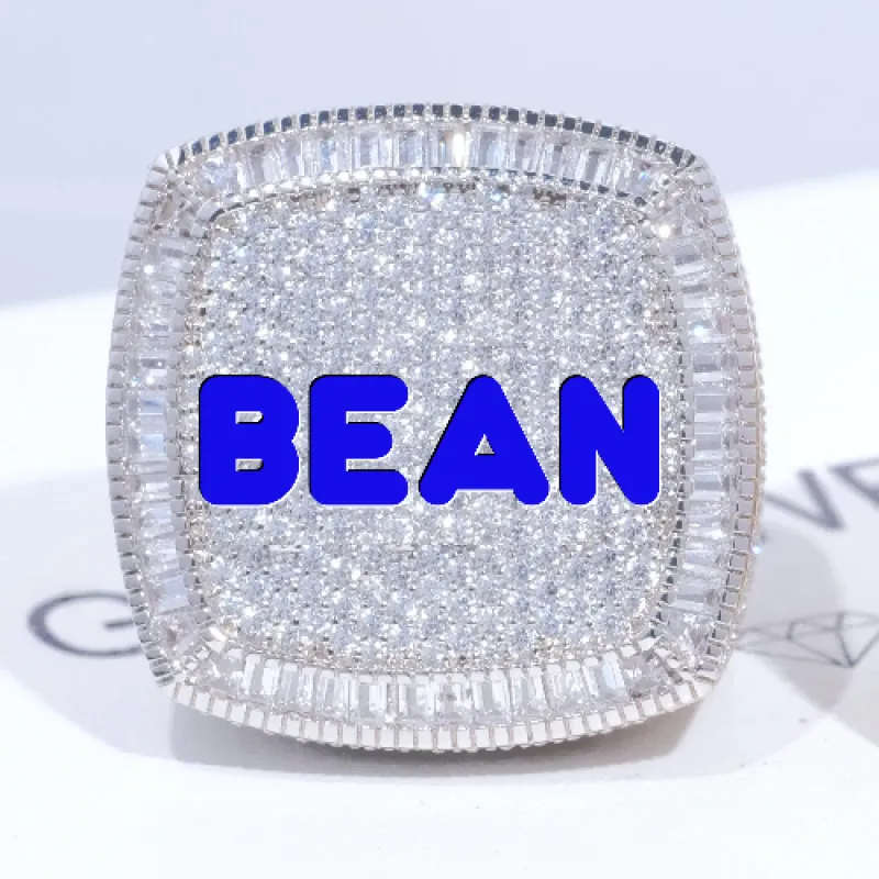 CUSTOM LETTER 3D ICED RING sold by The GUU Shop