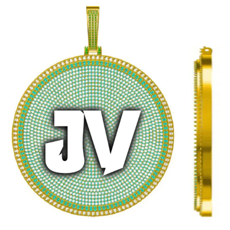 CUSTOM LETTER NECKLACE 3D BIG DISC sold by The GUU Shop