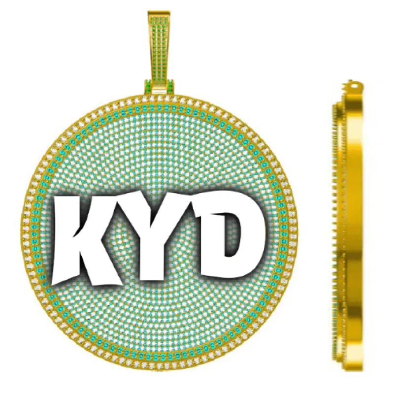 CUSTOM LETTER NECKLACE 3D BIG DISC sold by The GUU Shop