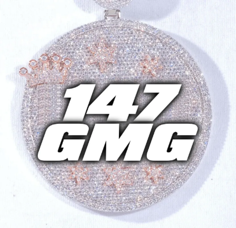 CUSTOM LETTER NECKLACE 3D BIG CROWN DISC sold by The GUU Shop