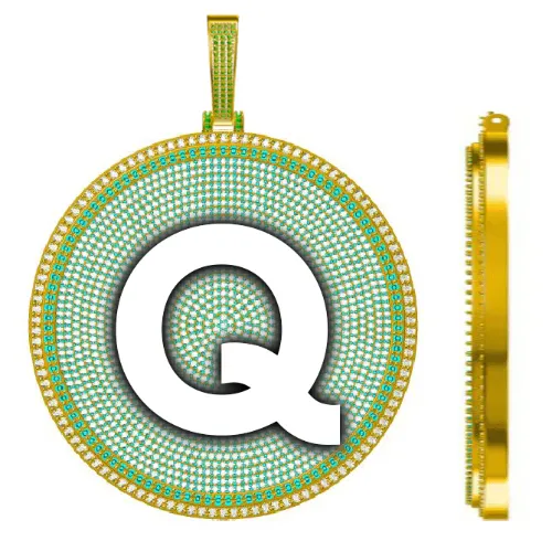 CUSTOM LETTER NECKLACE 3D BIG DISC sold by The GUU Shop