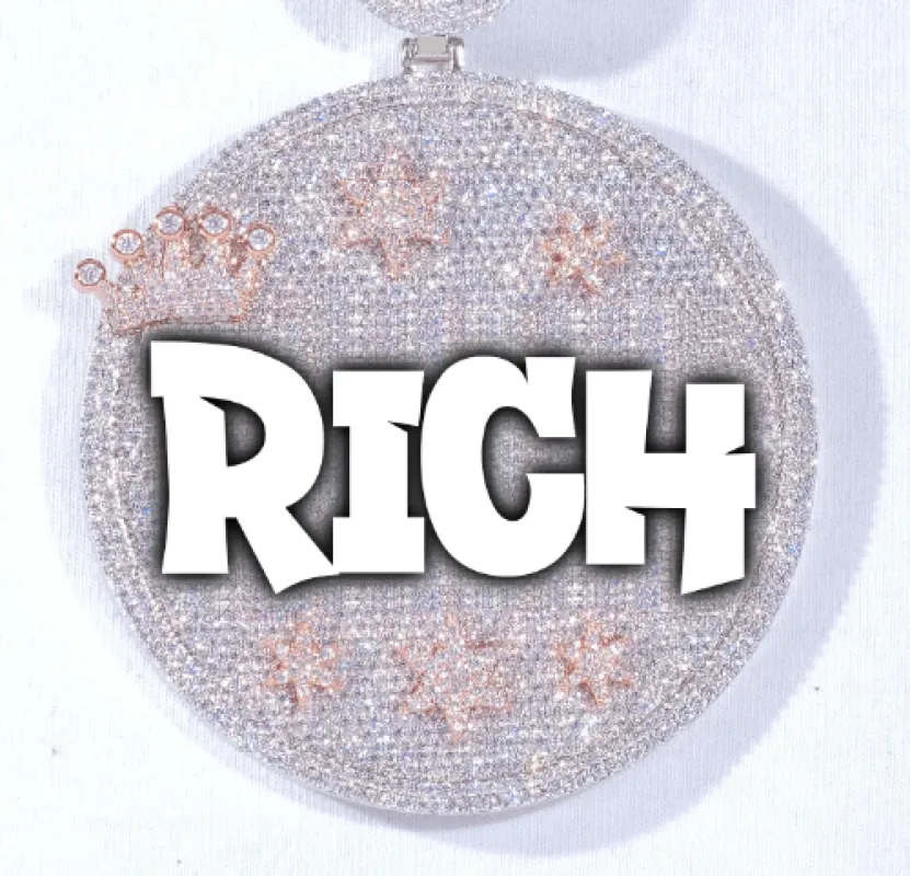 CUSTOM LETTER NECKLACE 3D BIG CROWN DISC sold by The GUU Shop