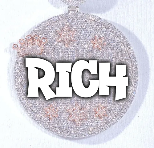 CUSTOM LETTER NECKLACE 3D BIG CROWN DISC sold by The GUU Shop