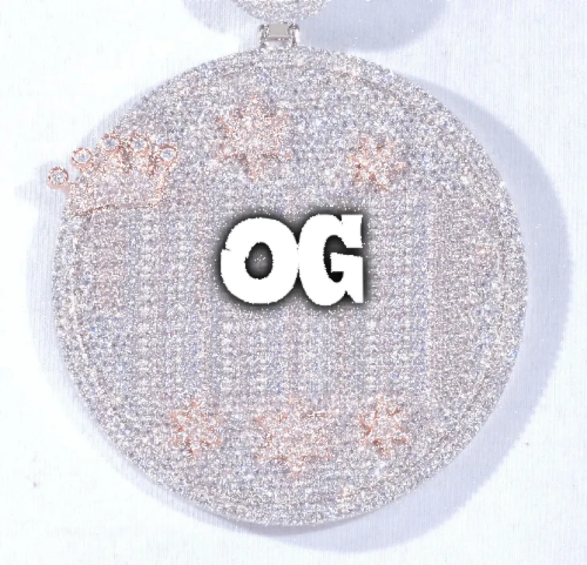 CUSTOM LETTER NECKLACE 3D BIG CROWN DISC sold by The GUU Shop